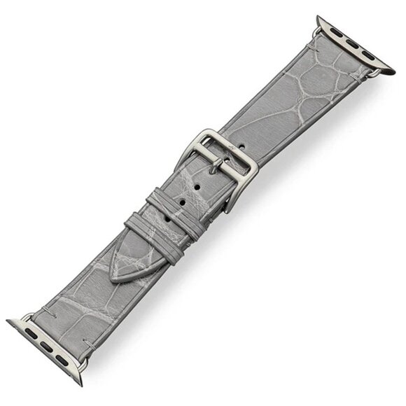 Unique Exotic Leather Strap – Genuine Alligator - Gray White Color